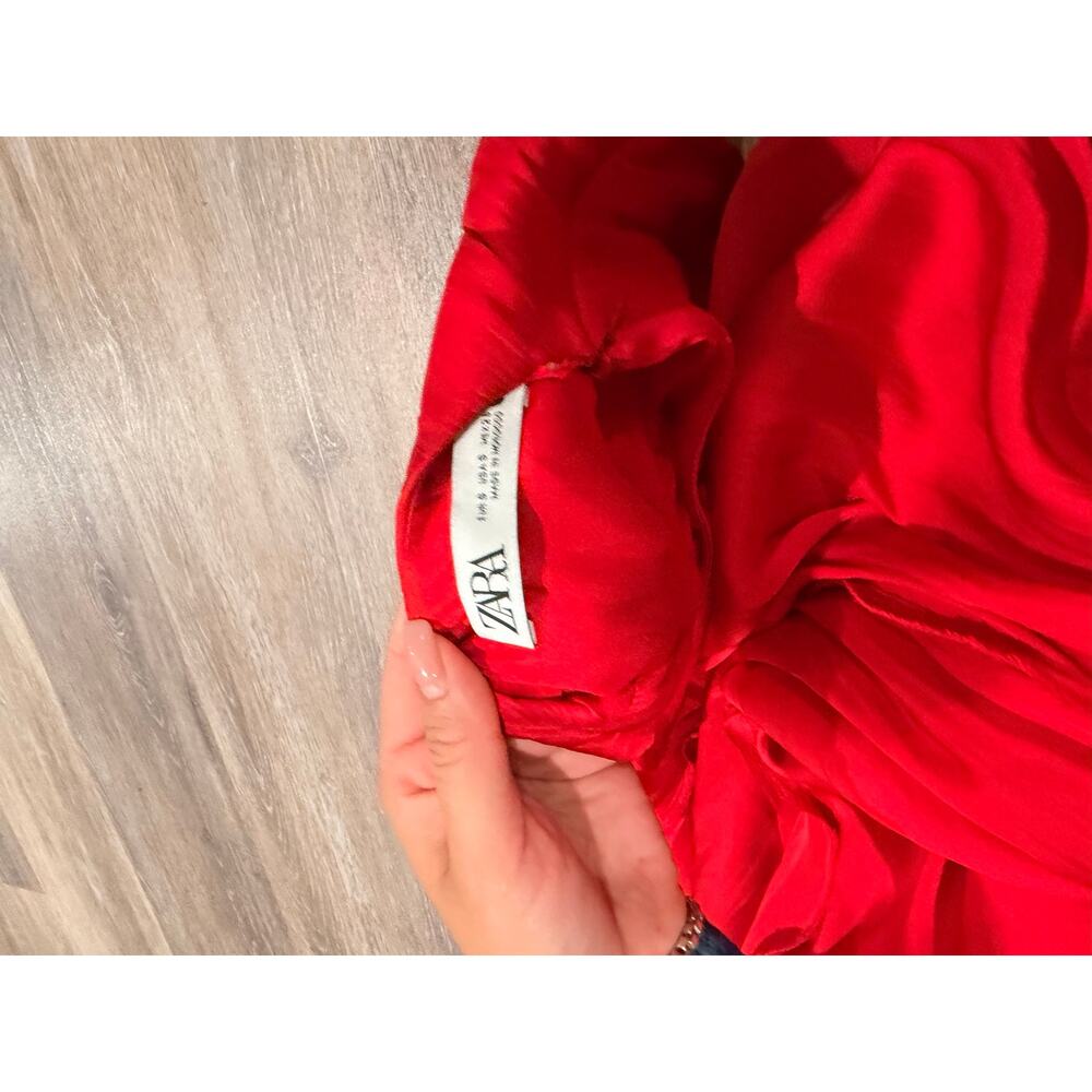 Zara Red Silk Wrap Viral Maxi Dress Size Small - Picture 3 of 8